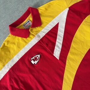 Vintage NFL Pro Line Apex One Kansas City Chiefs Polo Shirt Red Yellow XL